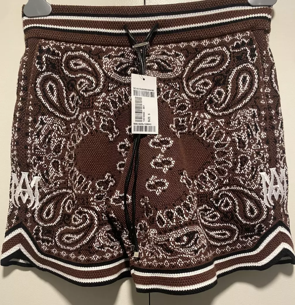 AMIRI Bandana Crochet Basketball Shorts Dark Brown size SMALL | eBay