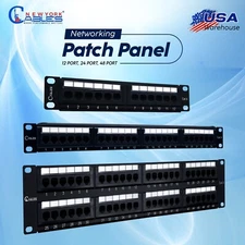 Patch Panel UTP 12/24/48 Port CAT6/5 RJ45 110 Network Surface Wall Mount Bracket