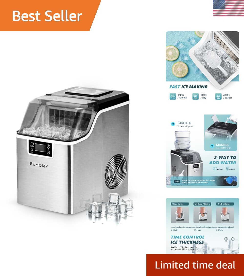 Compact 45Lbs Daily Ice Maker with LCD Display & Quiet Operation-image