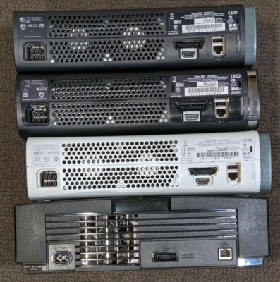 Lot Of 4 Microsoft Xbox 360 Original Broken Slim White Models As