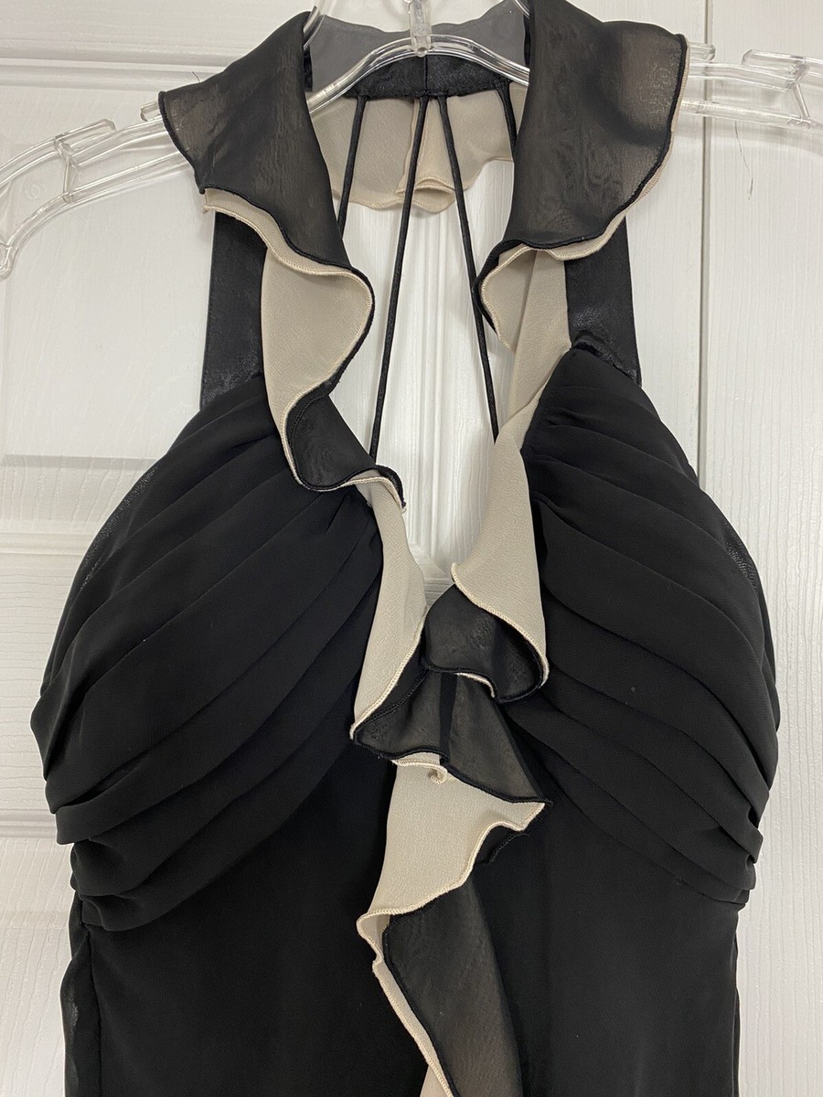 Dressbarn Collection Size 6 Black Halter Dress Padded Ruffle Strappy Back  Womens | eBay
