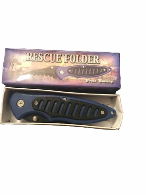 Frost Cutlery Folding Pocket Knife Rescue Folder 4-1/2'' Lock back Blue Handle
