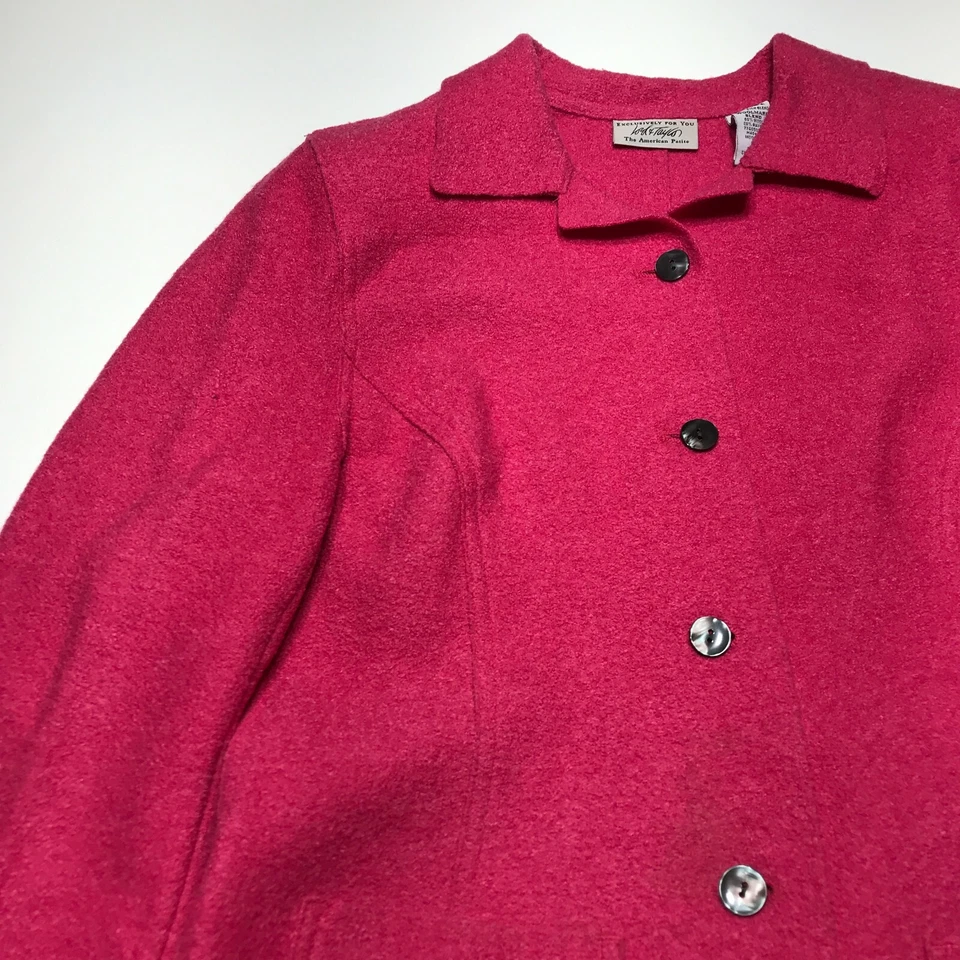 Chaqueta Blazer Lord & Taylor Mujer Talla 8P Botón Frontal Marca de Lana Mezcla Rosa Foto 2 de 4