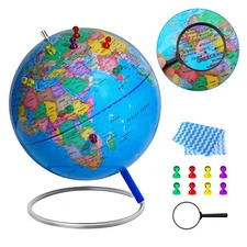 720° World Globe on Stand Earth Ocean World Map Set Geography Learning Gift USA