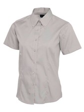 Womens Ladies Plain Short Sleeve Shirt Size 8-24 - OFFICE FORMAL WORK UNISEX TOP
