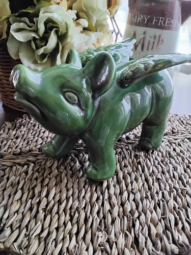 Ceramic Green Flying Pig Figurine, When Pigs Fly Home Decor - Picture 13 of 13