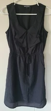 EUC Be Bop Black Tank Dress Sz S Juniors Jr Womens Tiered Ruffle Front & Pockets