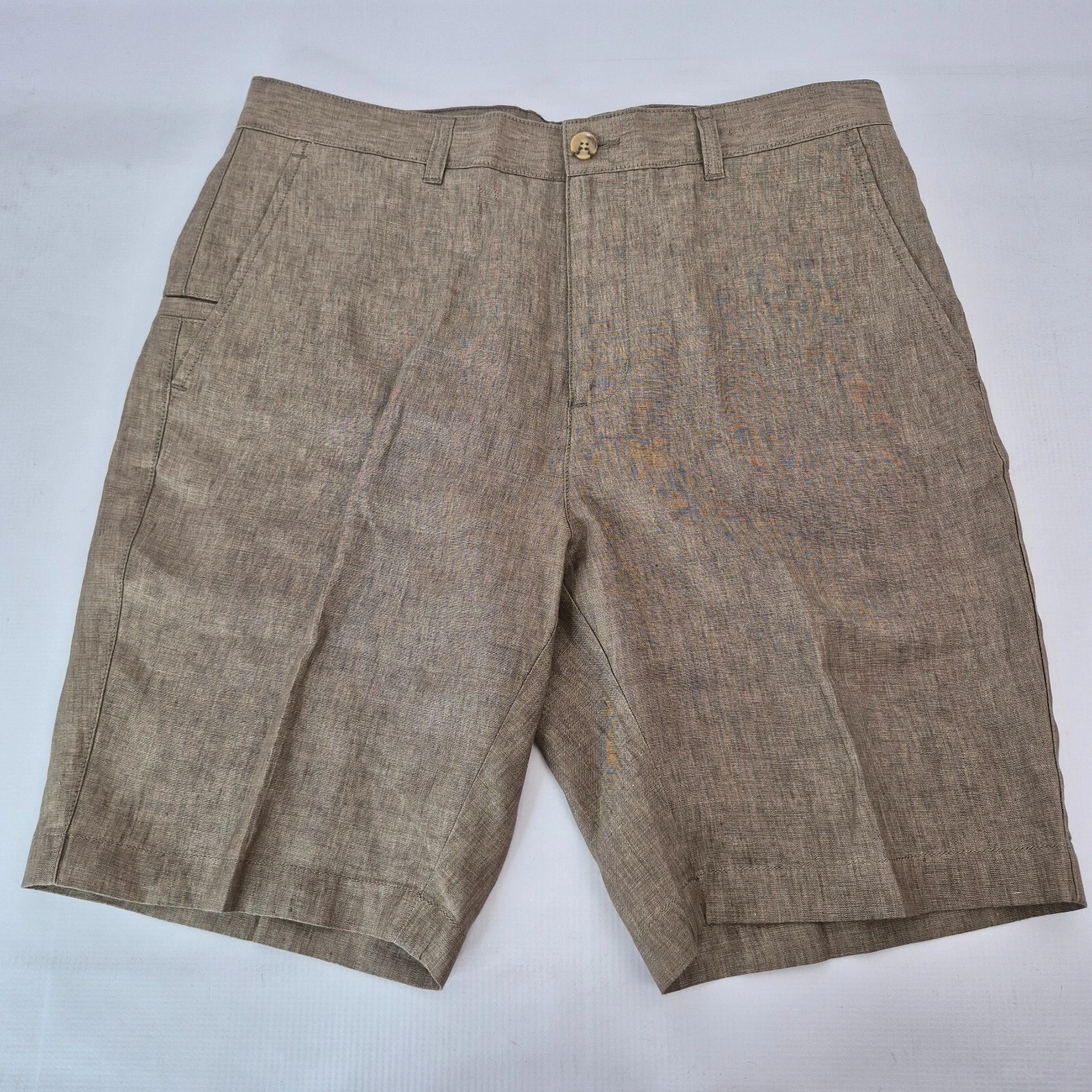 Joseph Abboud Men's Heather Brown Linen Cargo Shorts 40" W 9" Inseam Chino EUC