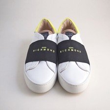 John Richmond Slip Ons Sneaker White Green Leather Womens Shoe Size EU 37 US 7