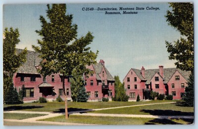 Bozeman Montana MT Postcard Dormitories Montana State College Exterior Scene