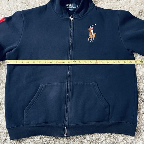 Polo Ralph Lauren Big Pony Sweater Boys Large Navy Blue Cotton Full Zip #4 - Picture 4 of 9