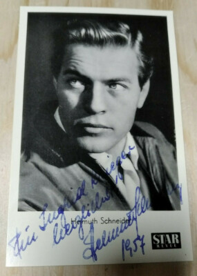 Helmuth Schneider 1957 original autograph with dedication and request for Bambi choice