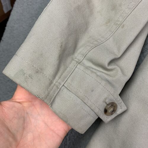 Vtg Lands End Chore Coat Mens L Leather Trim Flannel Lined Barn Field Jacket - Picture 8 of 18