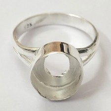 925 Sterling Silver 7x9mm Oval Blank Bezel Cup Silver Set Stone DIY Jewelry Ring