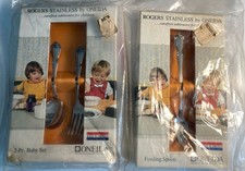 vintage rogers stainless by oneida 2 Pack-2 pc. baby set silverware Spoon NIB