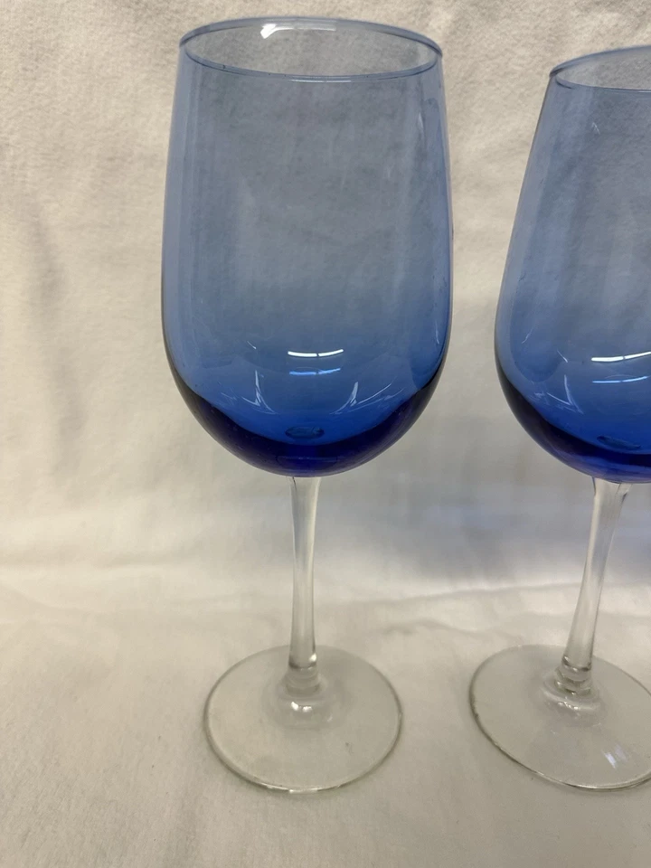 Juego de 3 copas de vino/copas de agua Libbey Vina azul 9,25" vástago transparente 16 oz Foto 2 de 4