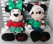 Disney Store Mickey  Minnie Mouse Christmas Holiday Plush 16" 2021