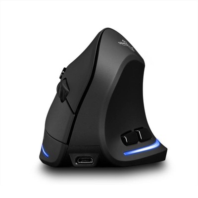 ZELOTES F35 Kabellose wiederaufladbare ergonomische vertikale Maus 6 Tasten Blaulicht