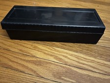 Vtg Black Cassette Tape Holder With Lid Holds 15 Tapes Hard Plastic