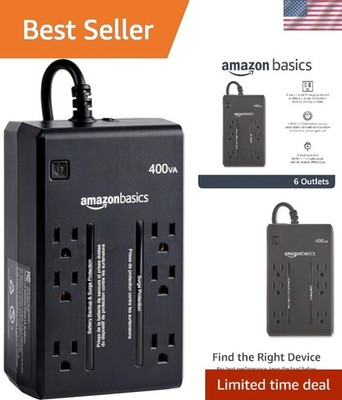 Compact 400VA UPS with 6 Outlets - Essential Battery Backup & Surge Protection