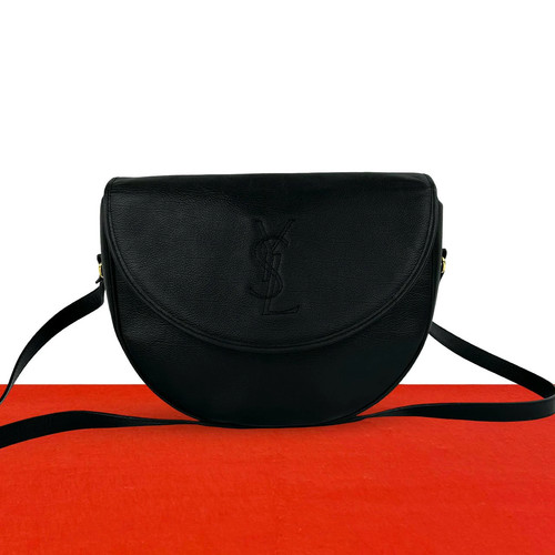 Yves Saint Laurent Stitch Shoulder Bag Leather Black Unisex #TVB2913