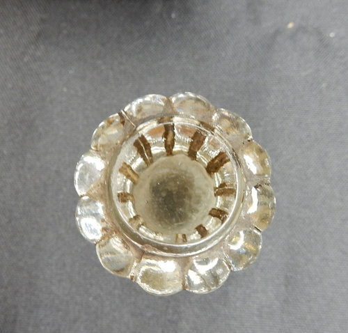 Antique One Inch Diameter Glass and Brass Flower Drawer Pull - Picture 2 of 8