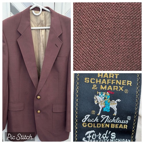 Hart Schaffner Marx Men's 42XL Jack Nicklaus Golden Bear Maroon Sport Coat