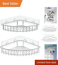 Durable Rustproof 2-Pack Shower Caddy - Wall Mounted Storage Organizer in Silver