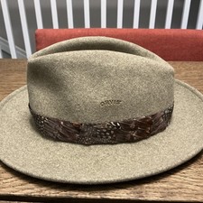 Vtg Orvis Lite Felt Fedora Mens L / XL Brown Wool Feather Band Packable USA Made