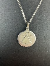 Sterling Silver Necklace Sterling Round Xmas Tree Christmas Pendant Charm