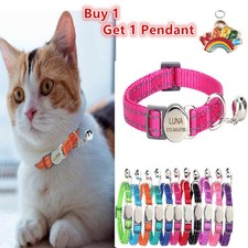 Breakaway Personalized Cat Collar Bell Engraved Name ID Tag Adjustable Kitten