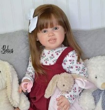 30inch Reborn Doll Kit Lifelike Painted Girl Straight Legs Hand-Rooted Hair Gift