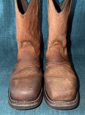 HISEA 8.5M Men Square Steel Toe Western Work Boots Waterproof Rodeo Cowboy Boot