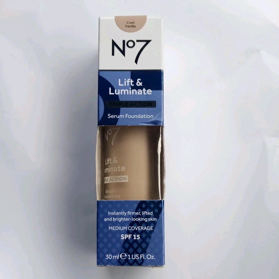 No7 Lift & Luminate Triple Action Serum Foundation LSF15 30ml Cool Vanilla