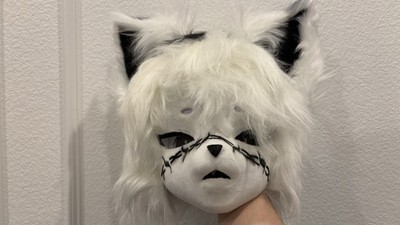 Kigurumi Fursuit Head Black And White, Face Markings