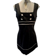 Vintage Y2K Women's La Belle Black White Cotton Dress Button Details
