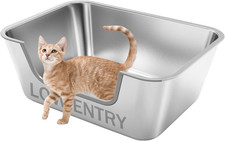 Stainless Steel Cat Litter Box with Low Entry,Litter Pan for Small and Medium Ca