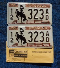 1978 Wyoming License Plate Plates PAIR / SET