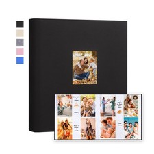 Photo Album 4x6 600 Photos with Writing Space Linen Cover with Front Window P...