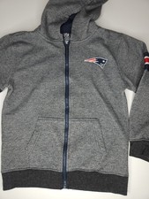Boy's New England Patriots L 14-16 Gray Team Apparel Sweatshirt Full Zip