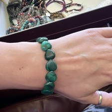 Heart Malachite bead Bracelet Wisdom  Chakra Healing Crystal gemstone 