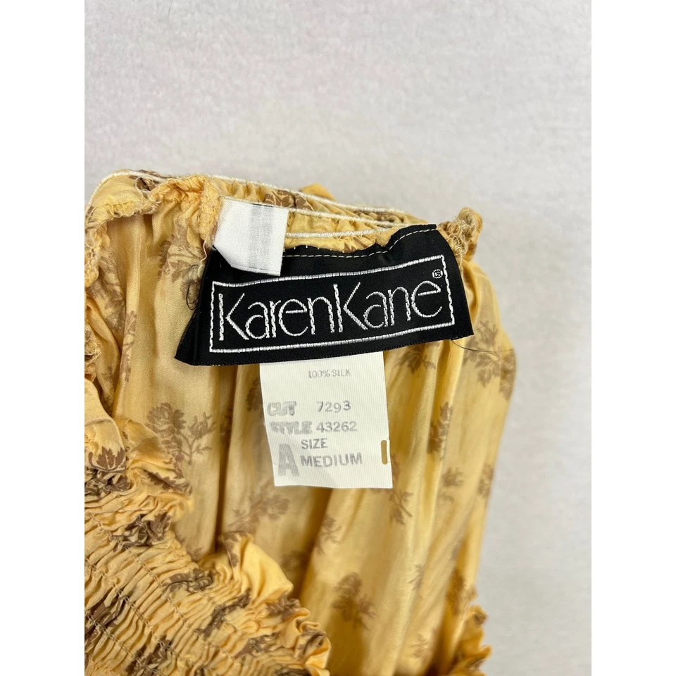 Saia maxi Karen Kane amarela estampa floral cintura borrada seda média - Imagem 4 de 4