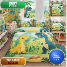 RUPSLO 5 PCS Dinosaur Comforter Set Full,Kids Comforter Set Boys,Colorful