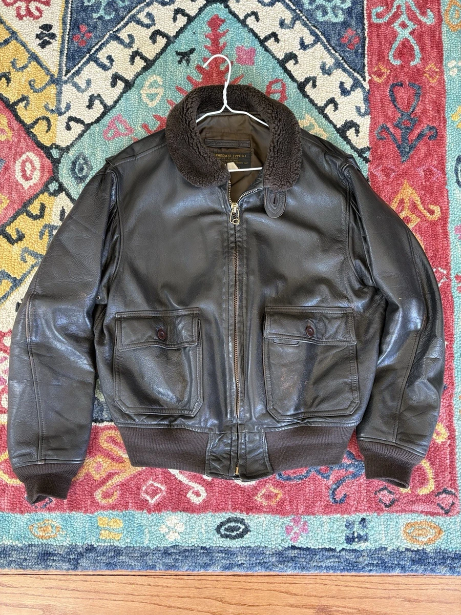 navy leather flight jacket products for sale | eBay