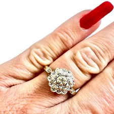 Diamond Cluster Ring Vintage 9ct Gold Floral Hallmarked - Size O