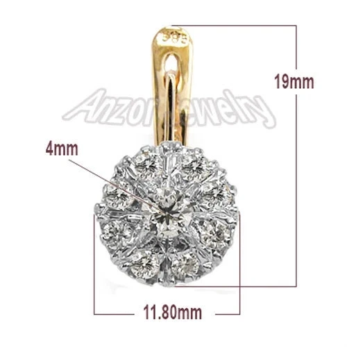 Pendientes de diamantes genuinos de oro rosa y blanco macizo de 14 k estilo europeo 1,78 cwt FSI2 Foto 4 de 4