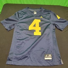 Jordan Michigan Wolverines Harbaugh Football Jersey Men M Navy 4 Stitched NCAA