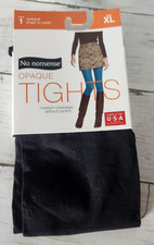 No Nonsense Opaque Tights Black Silky Med. Coverage Sz XL