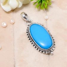 Sleeping Beauty Turquoise 925 Sterling Silver Pendant, Christmas Gift, P142923