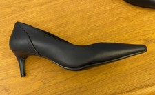 Marks & Spencer Kitten Heel shoes Womens UK 4.5 Insolia Navy Blue Faux Leather 